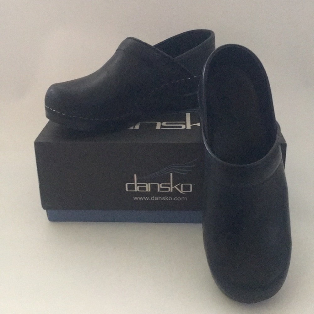 Dansko Professional Oiled Black Clogs, Size 38